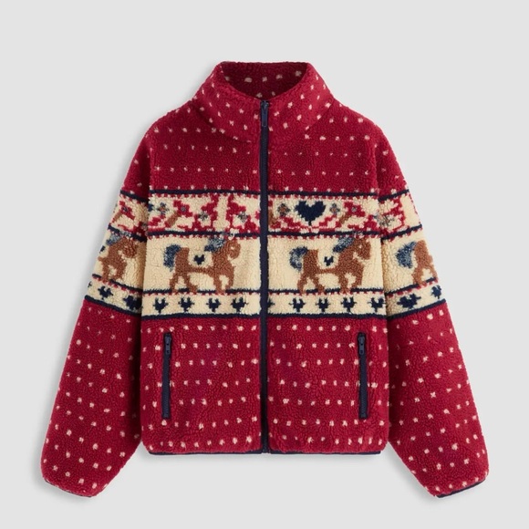 Cider Jackets & Blazers - NWT Cider Sherpa Fleece Zip Up Nordic Print Jacket